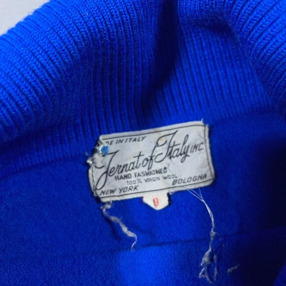 Jerna of Italy Sweater Dress Women Small Blue Wool Turtleneck 70s Minimalist - Picture 9 of 12